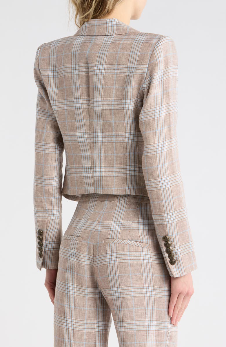 Veronica Beard Hosanna Plaid Linen Dickey Jacket, Alternate, color, Khaki Multi