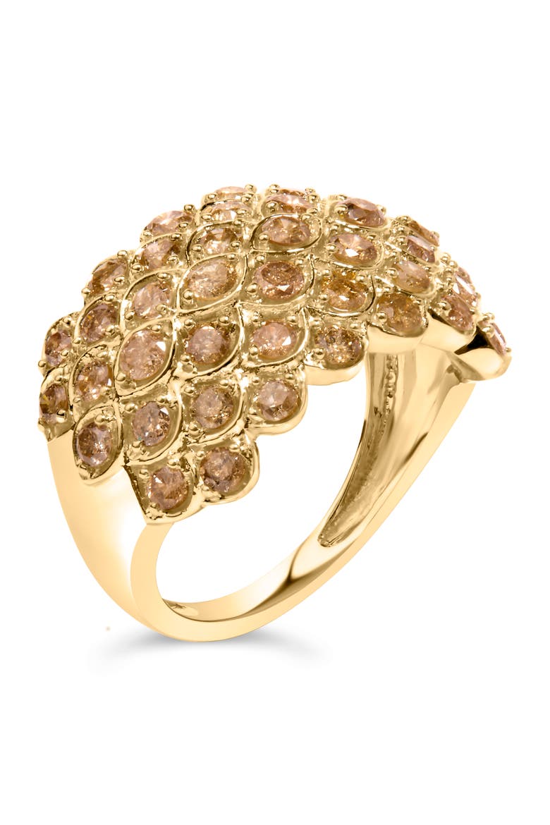 10K Yellow Gold 2.0 Cttw Brown Diamond Teardrop Design Cocktail Ring, Alternate, color, Yellow Gold