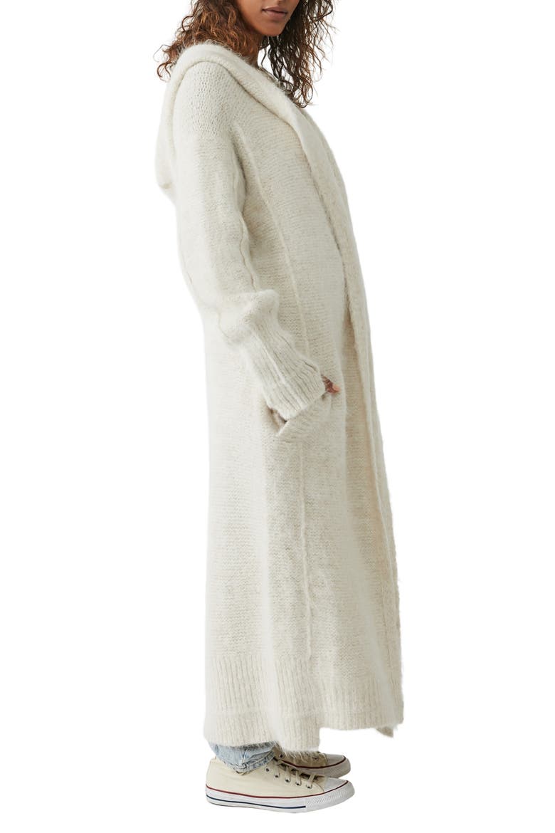 Florence Longline Hooded Alpaca Blend Cardigan, Alternate, color, CREAM CLOUD COMBO