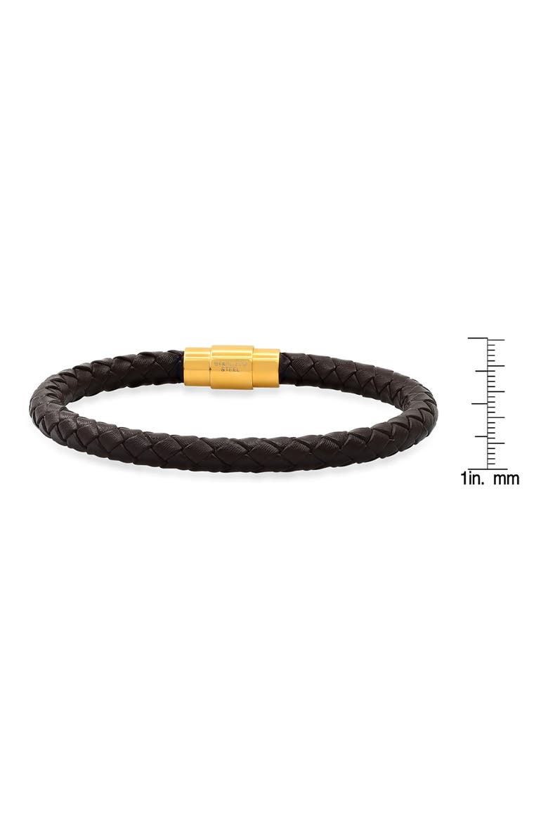 Brown Braided Leather Bracelet, Alternate, color, BROWN/ YELLOW