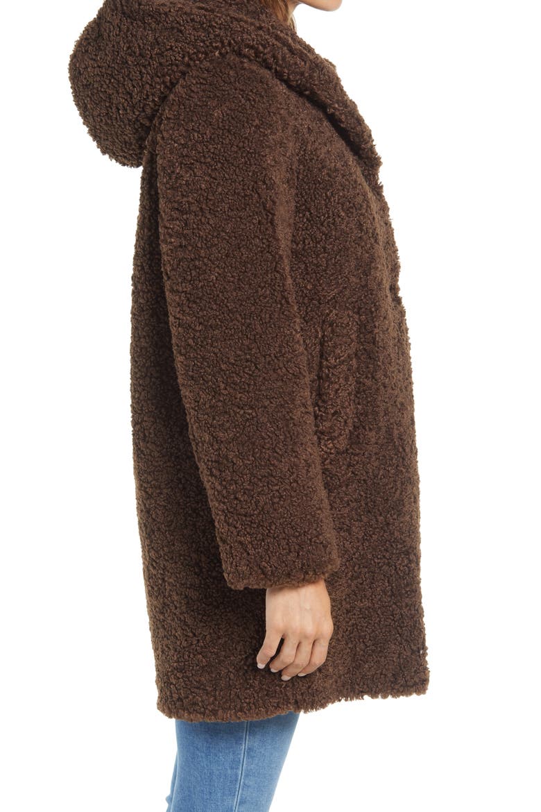 Hooded Faux Shearling Teddy Coat, Alternate, color, TERRAZZO BROWN