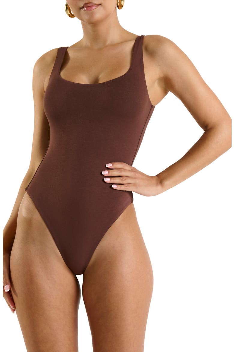 The NW Smooth Tank Bodysuit, Alternate, color, CHOCOLATE