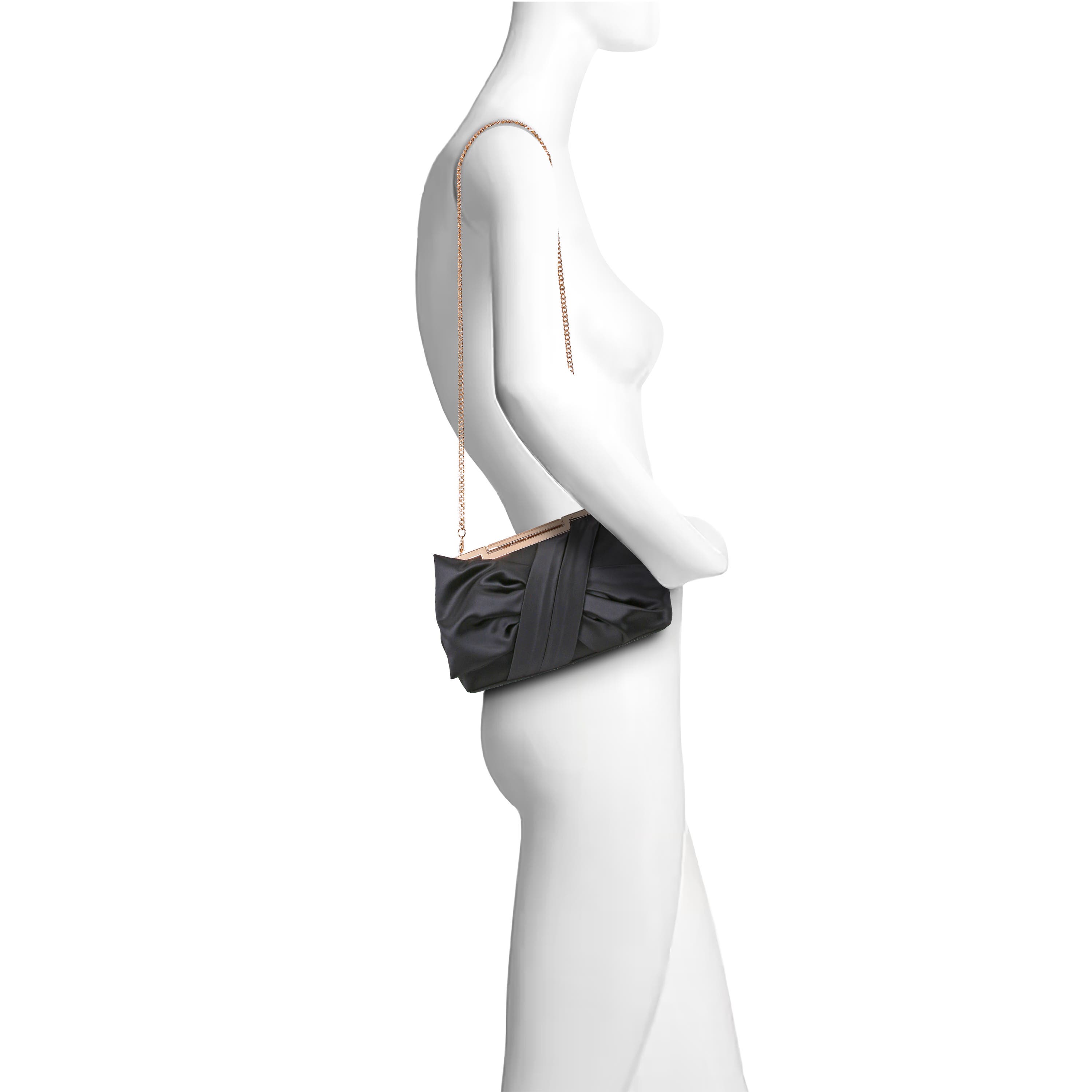 Visvien Satin Tie Pouch Clutch, Alternate, color, Black