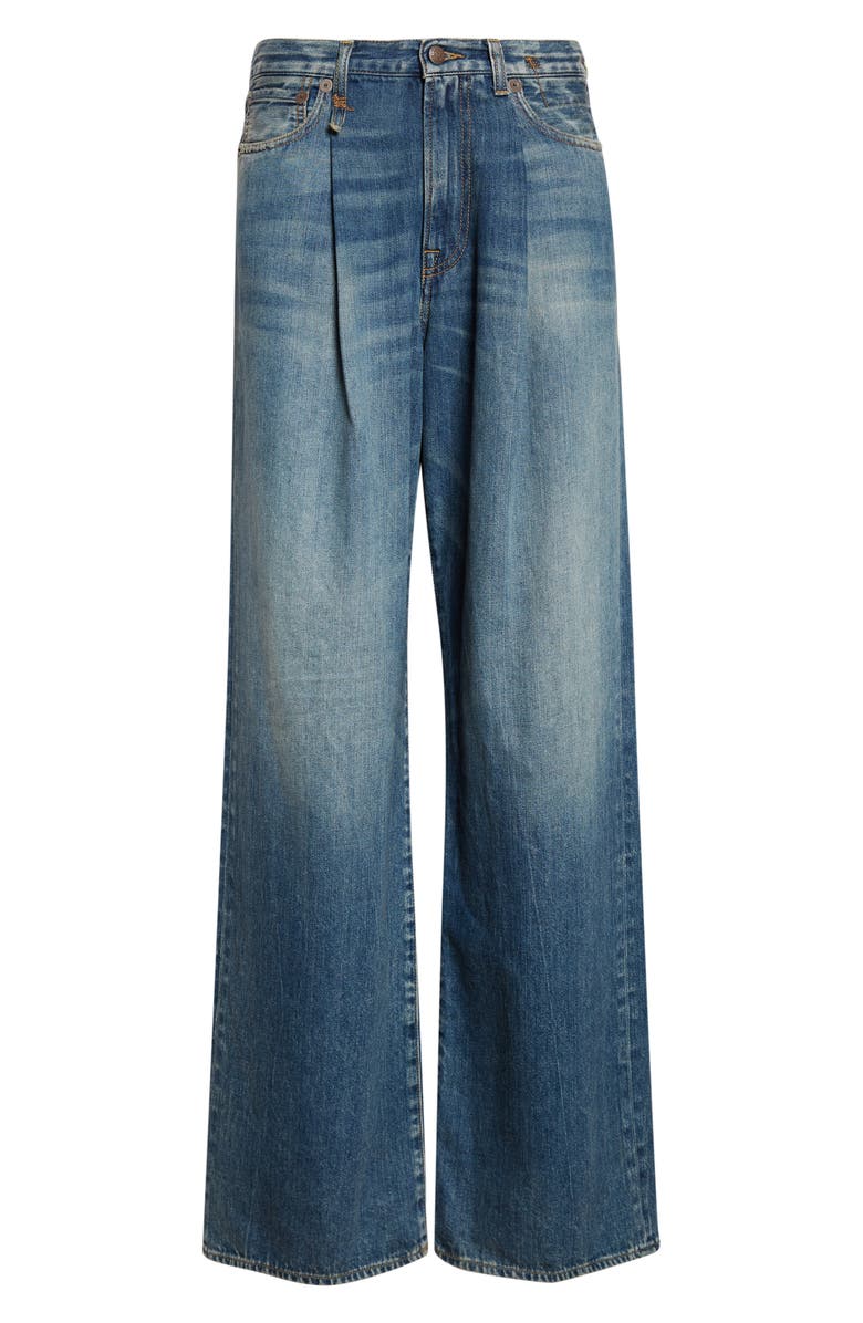 R13 Damon Pleated Wide Leg Jeans, Alternate, color, Kellen Blue