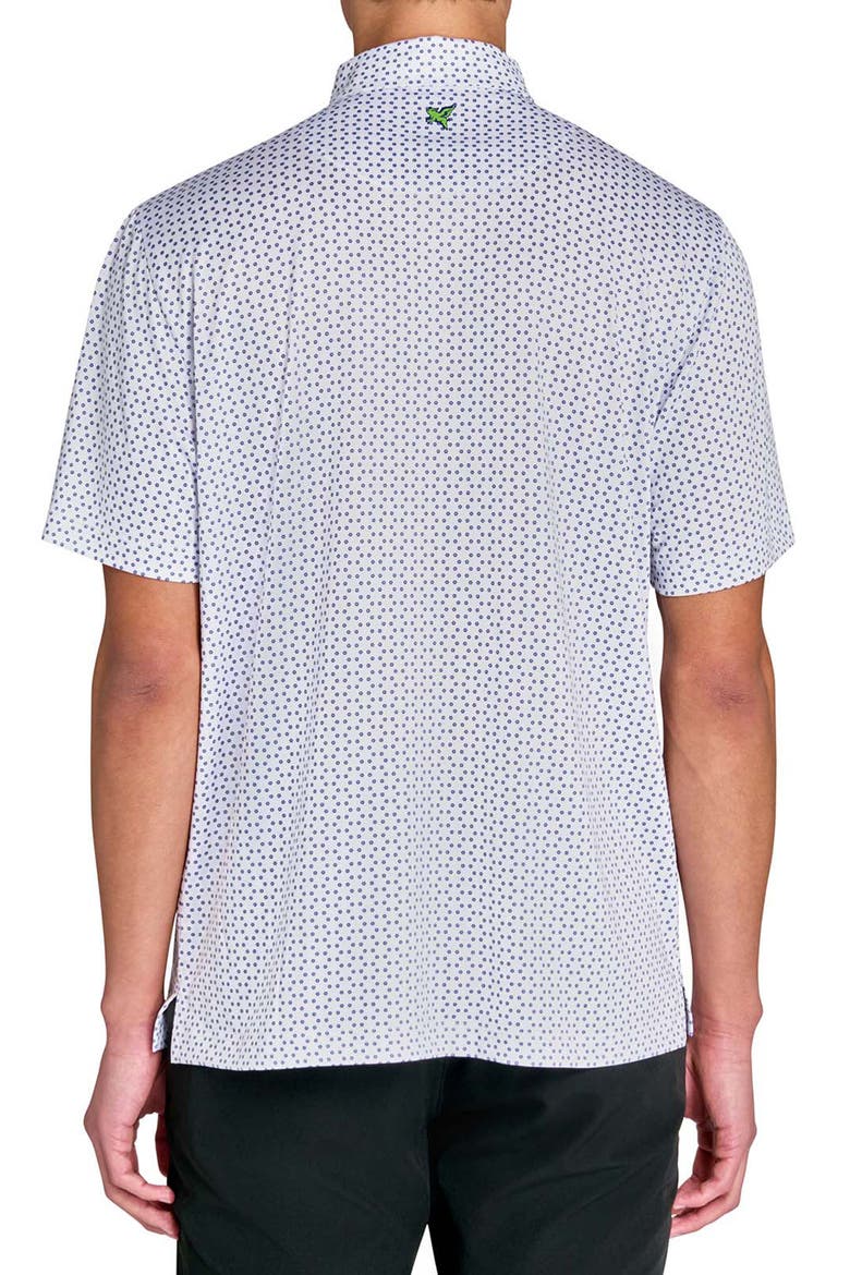 Regular Fit Micro Floral Dot Recycled Performance Golf Polo, Alternate, color, WHITE/BLUE