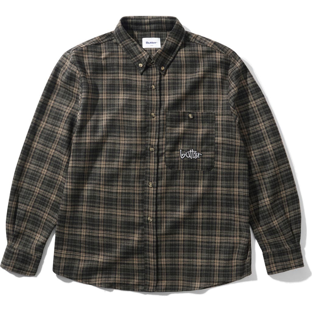 Butter Goods Connection Plaid Flannel Button-down Shirt In Gray