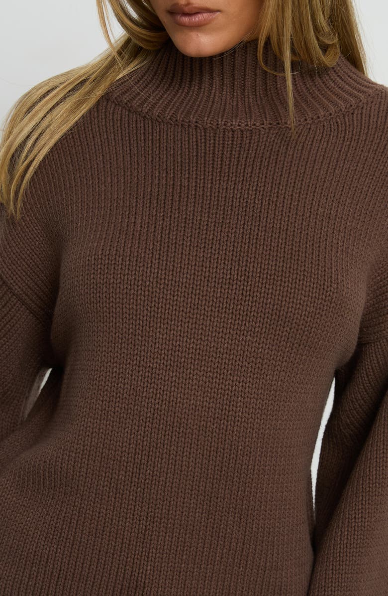 Princess Polly Neriel Turtleneck Sweater, Alternate, color, Chocolate