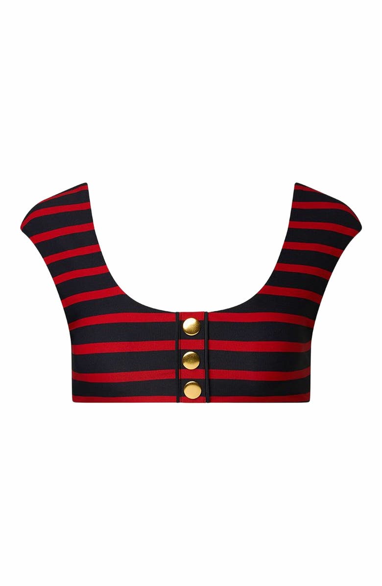 WeWoreWhat Off Shoulder Bikini Top, Main, color, Tr Red/Dk Navy