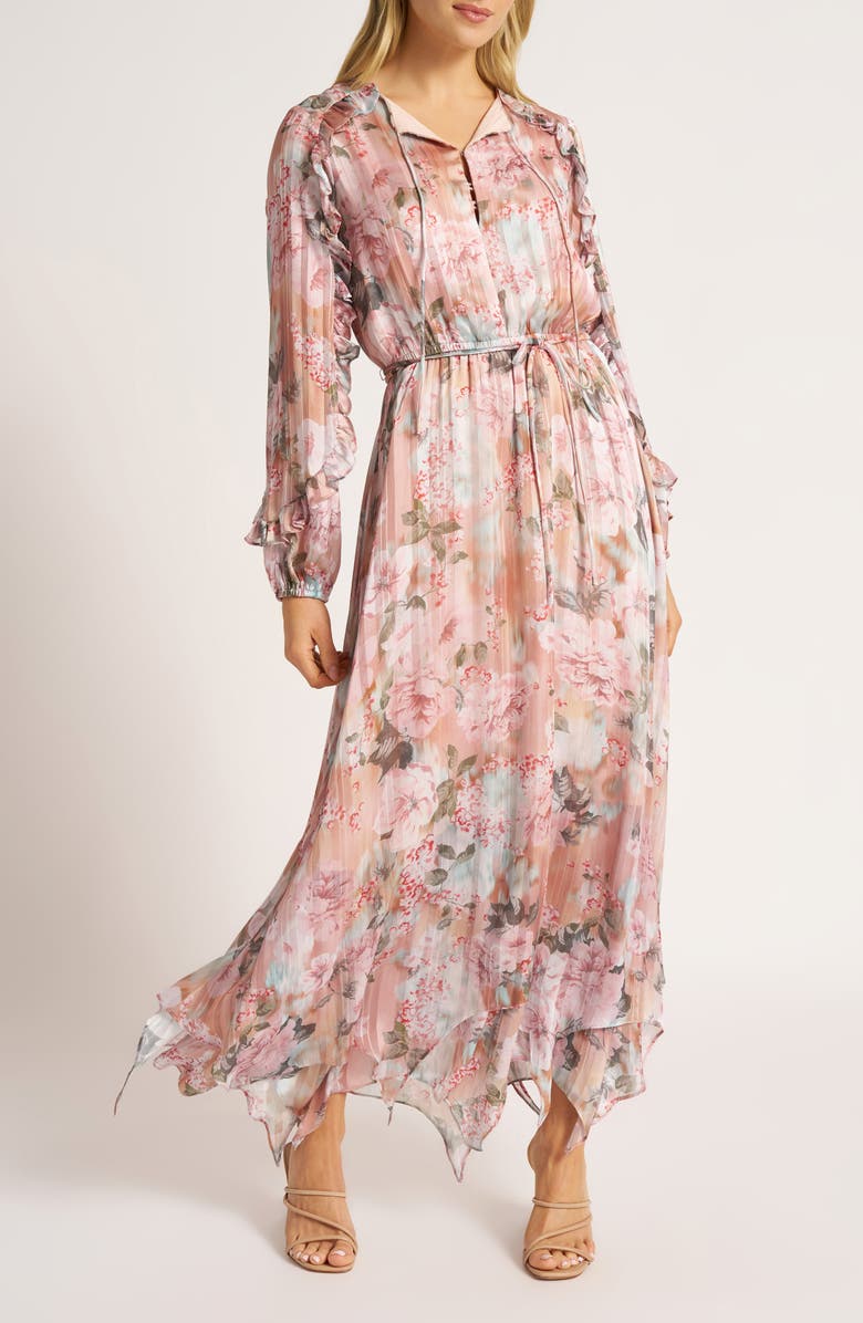 matty m. Vivienne Floral Print Ruffle Maxi Dress, Alternate, color, 