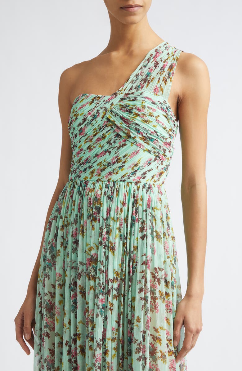 Ulla Johnson Aureline Floral One-Shoulder Silk Chiffon Gown, Alternate, color, Opaline