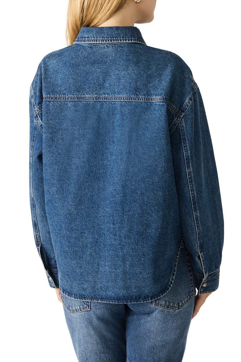Judith Cotton Denim Snap-Up Shirt, Alternate, color, DARK NAVY