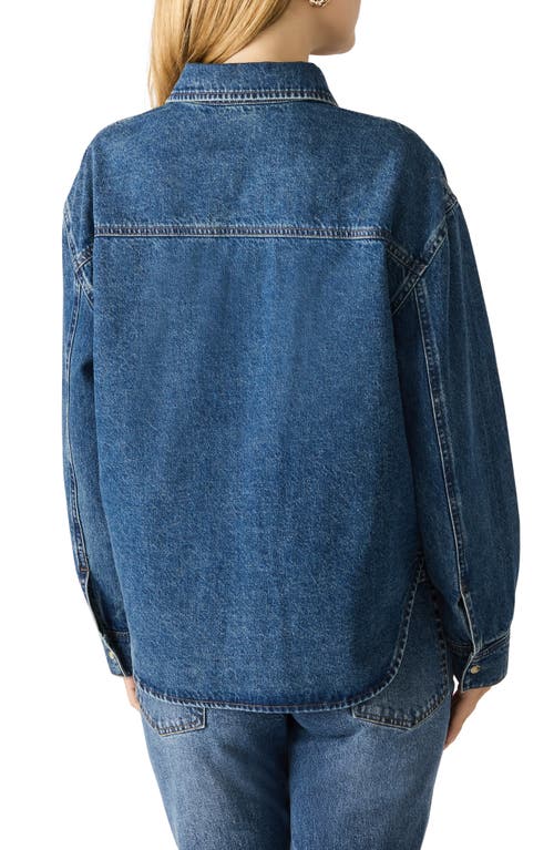 Steve Madden Judith Cotton Denim Snap-up Shirt In Blue