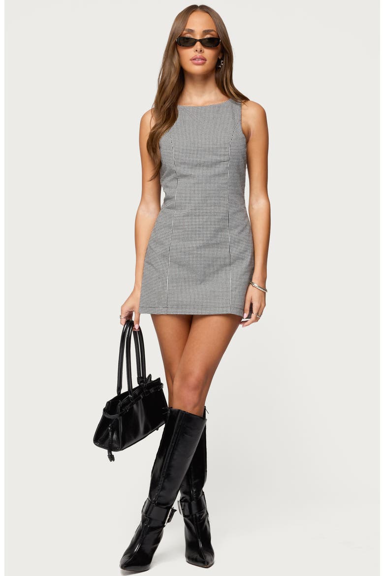 Macee Gingham Sleeveless Romper, Alternate, color, BLACK-AND-WHITE