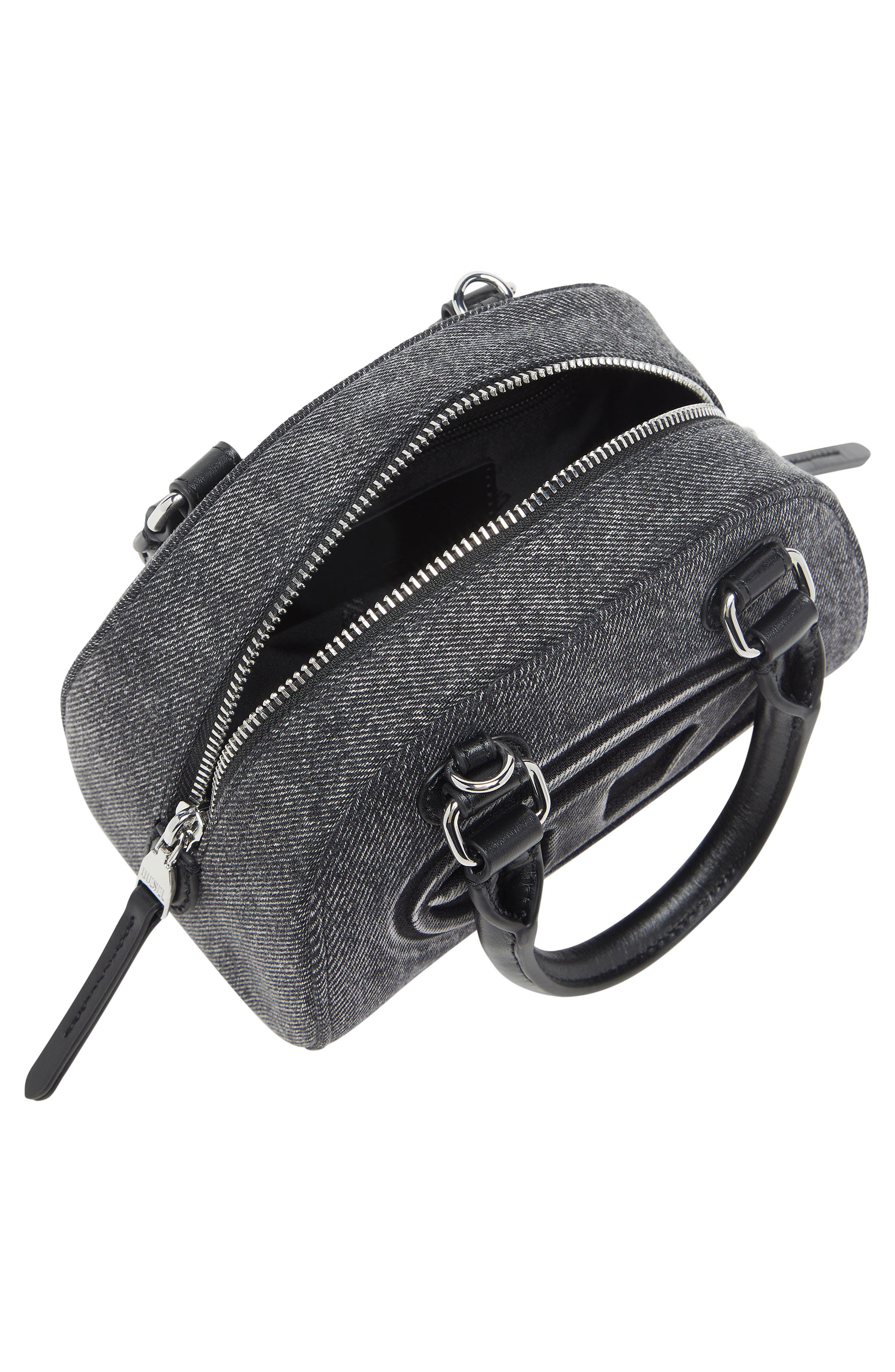 DIESEL<sup>®</sup> Mini 1DR Dome Denim Bowling Bag, Alternate, color, Black