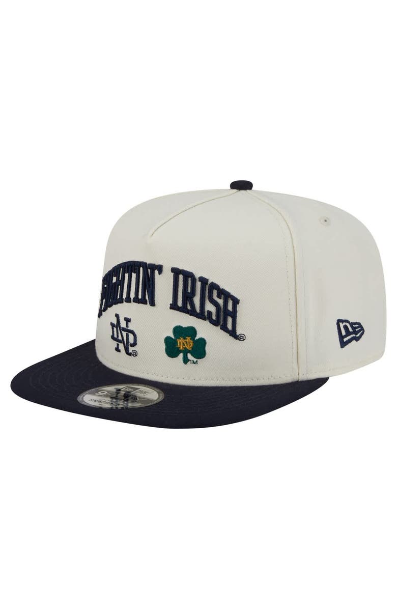 New Era Men's New Era White Notre Dame Fighting Irish Collegiate 9FIFTY A-Frame Snapback Hat, Main, color, 