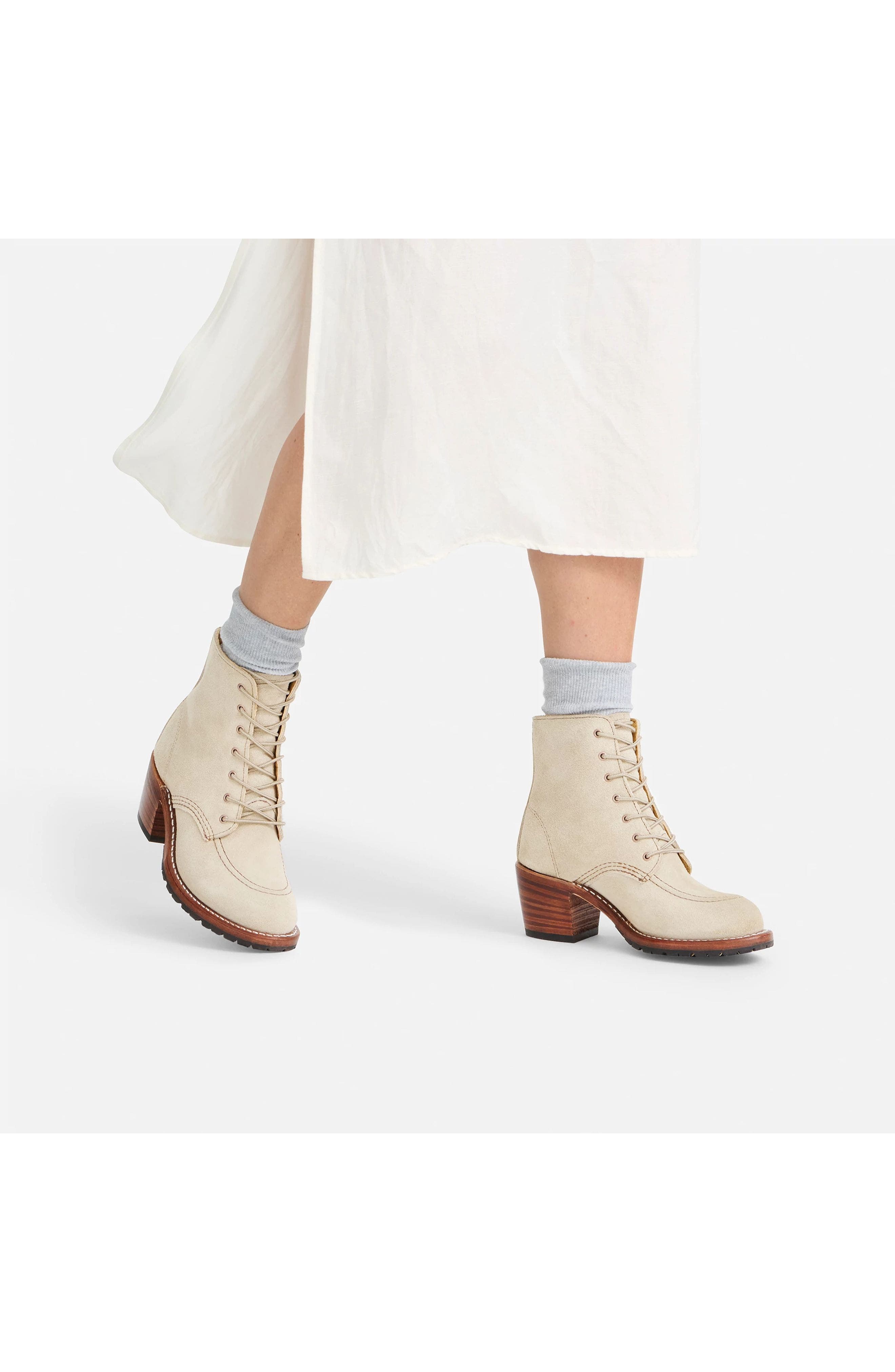 Red Wing Heritage Clara Roughout Leather Boot, Alternate, color, White Sand Mohave