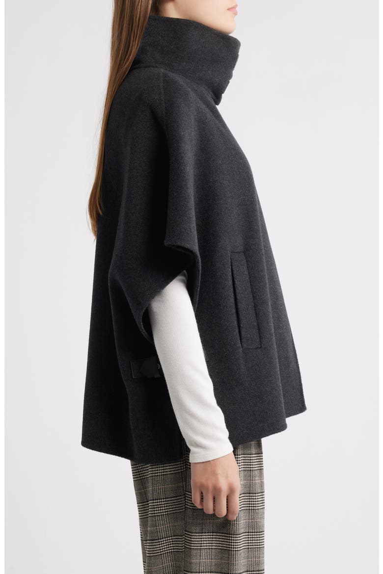 Double Face Wool Blend Cape, Alternate, color, CHARCOAL