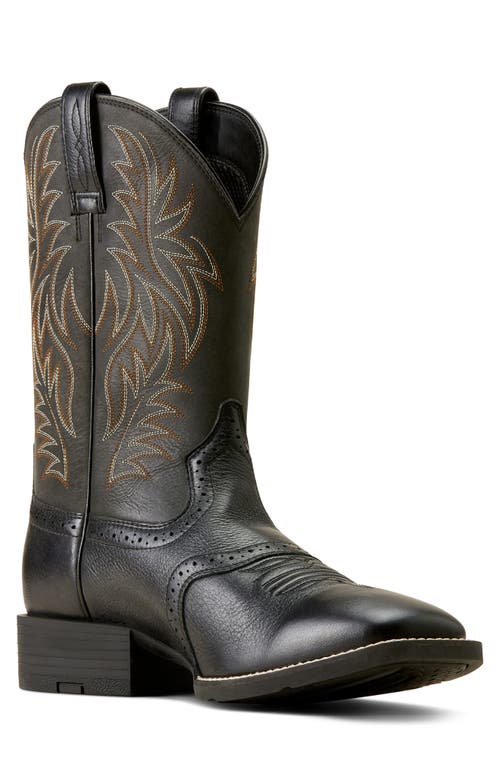 Ariat Sport Wide Square Toe Cowboy Boot In Black