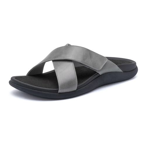 Abeo Laguna Slide In Silver Leather - Regular