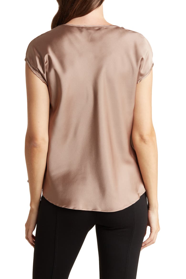 Cowl Neck Cap Sleeve Satin Top, Alternate, color, DUNE