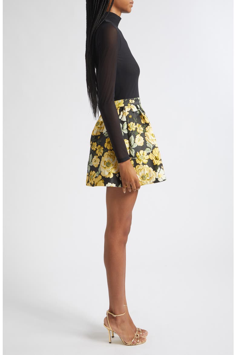 Chara Mock Neck Long Sleeve Minidress, Alternate, color, BLACK/ MULTI