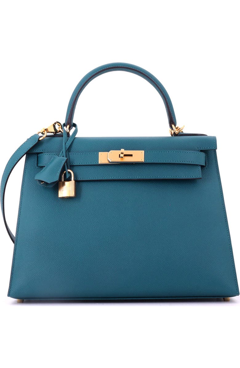 Pre-Owned Hermes Kelly Handbag Green Epsom with Gold Hardware 28, Main, color, Vert Bosphore