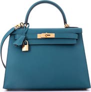 Pre-Owned Hermes Kelly Handbag Green Epsom with Gold Hardware 28