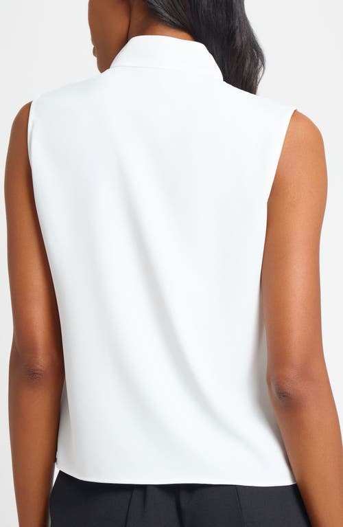 Ming Wang Crêpe De Chine Sleeveless Stand Collar Button-up Shirt