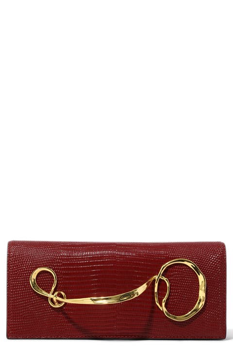 Twisted Side Handle Leather Clutch
