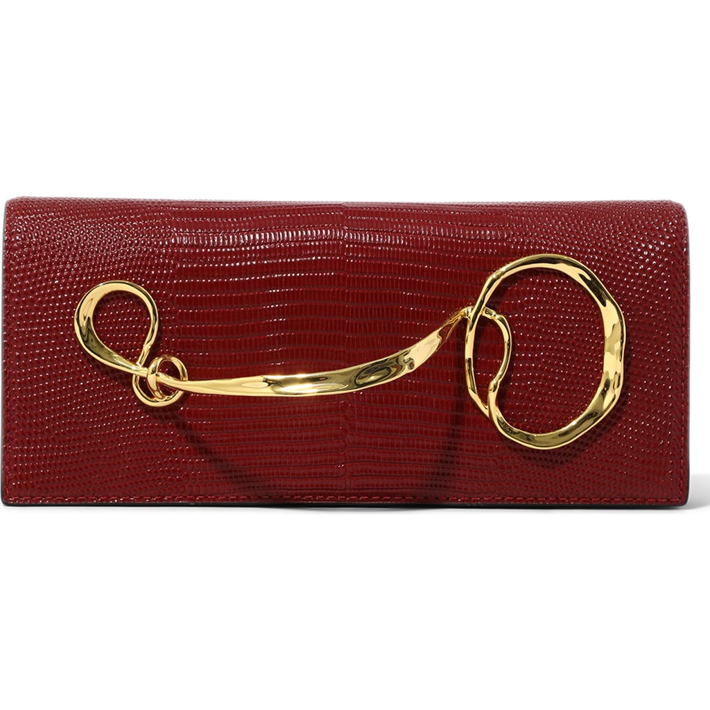 Alexis Bittar Twisted Side Handle Metallic Leather Clutch Bag
