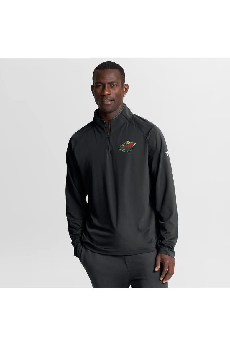Men's Fanatics Black Minnesota Wild Authentic Pro Rink Training Quarter-Zip Pullover, Main, color, Black