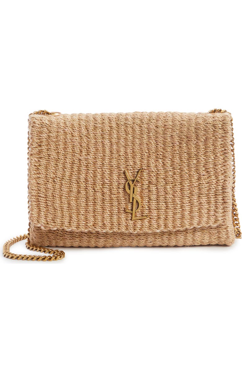 Saint Laurent Medium Kate Raffia Shoulder Bag, Main, color,