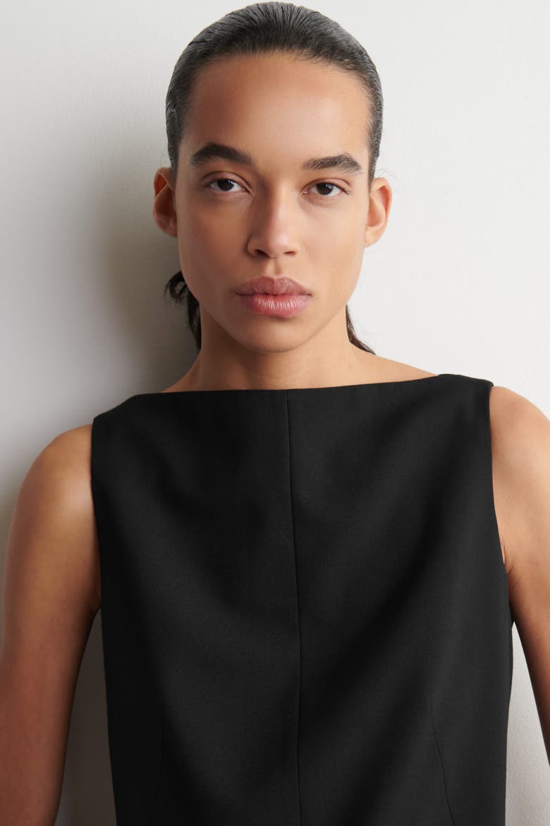 Tailored Merino Wool-Blend Mini Dress, Alternate, color, BLACK