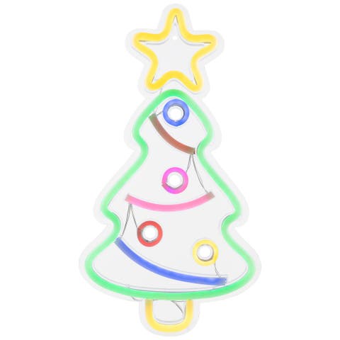 LED Neon Lighted Christmas Tree Wall or Window Decoration - 15"