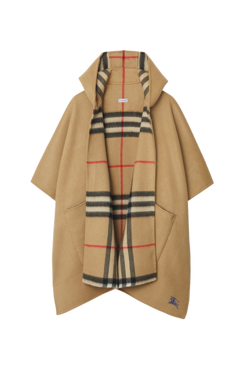 Burberry EKD Cashmere Hooded Cape, Main, color, Archive Beige