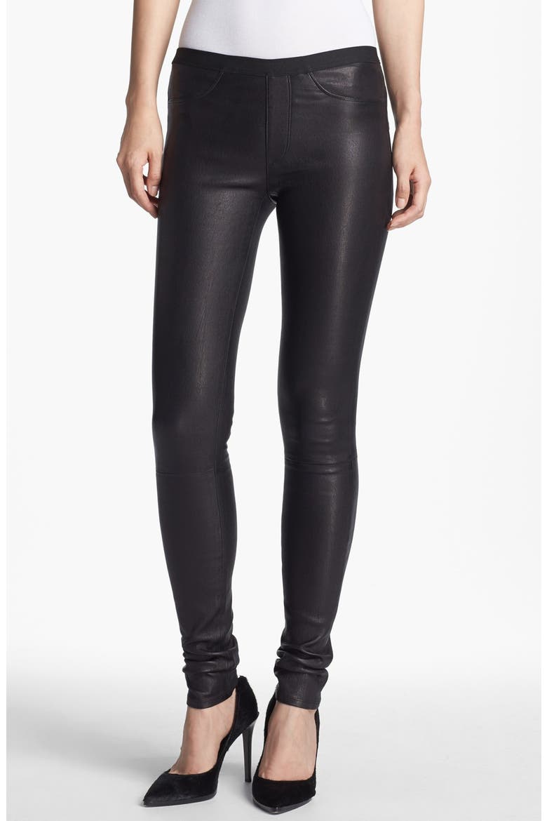 Lambskin Leather Leggings, Main, color, BLACK