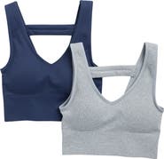 90 DEGREE BY REFLEX Bianca 2-Pack V-Neck Rib Seamless Bralettes