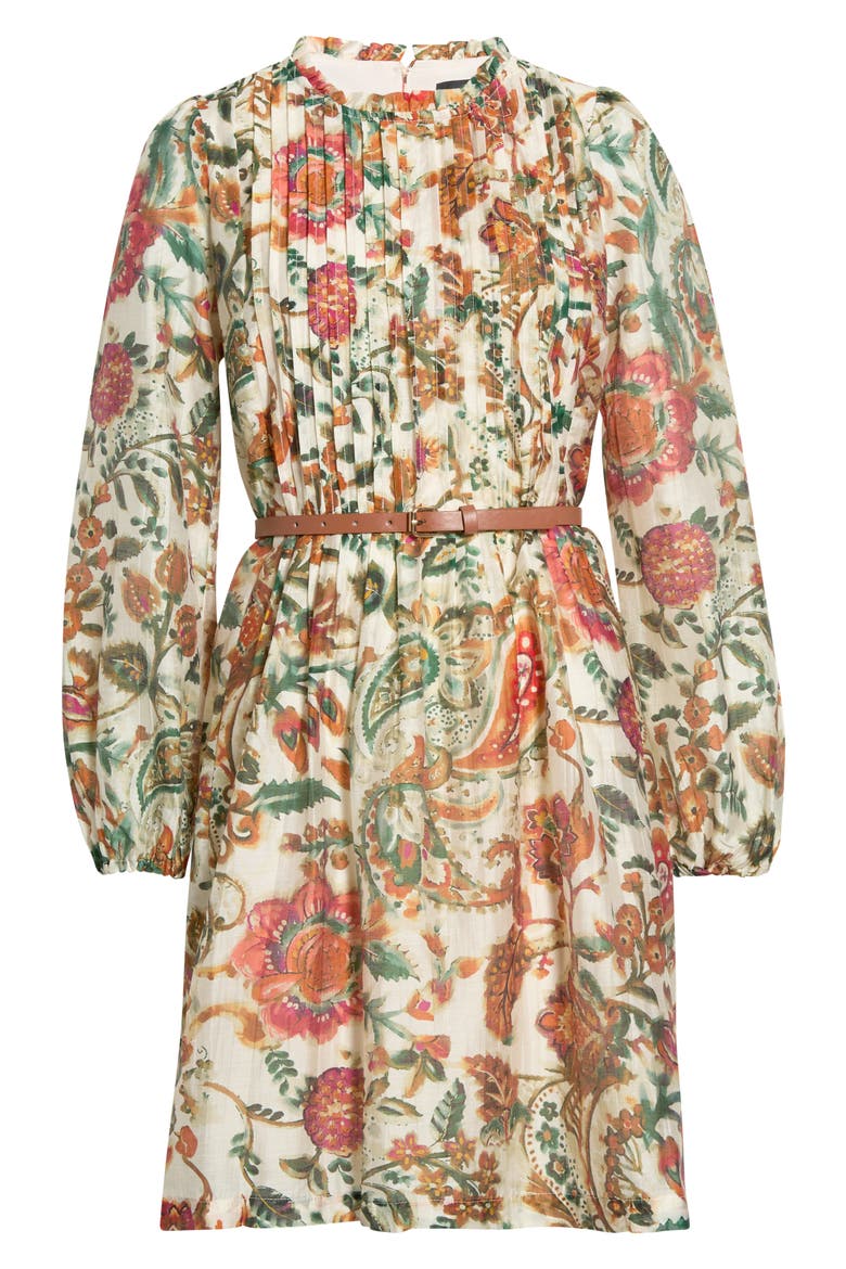 Long Sleeve Floral Print Dress, Main, color, IVORY MULTI