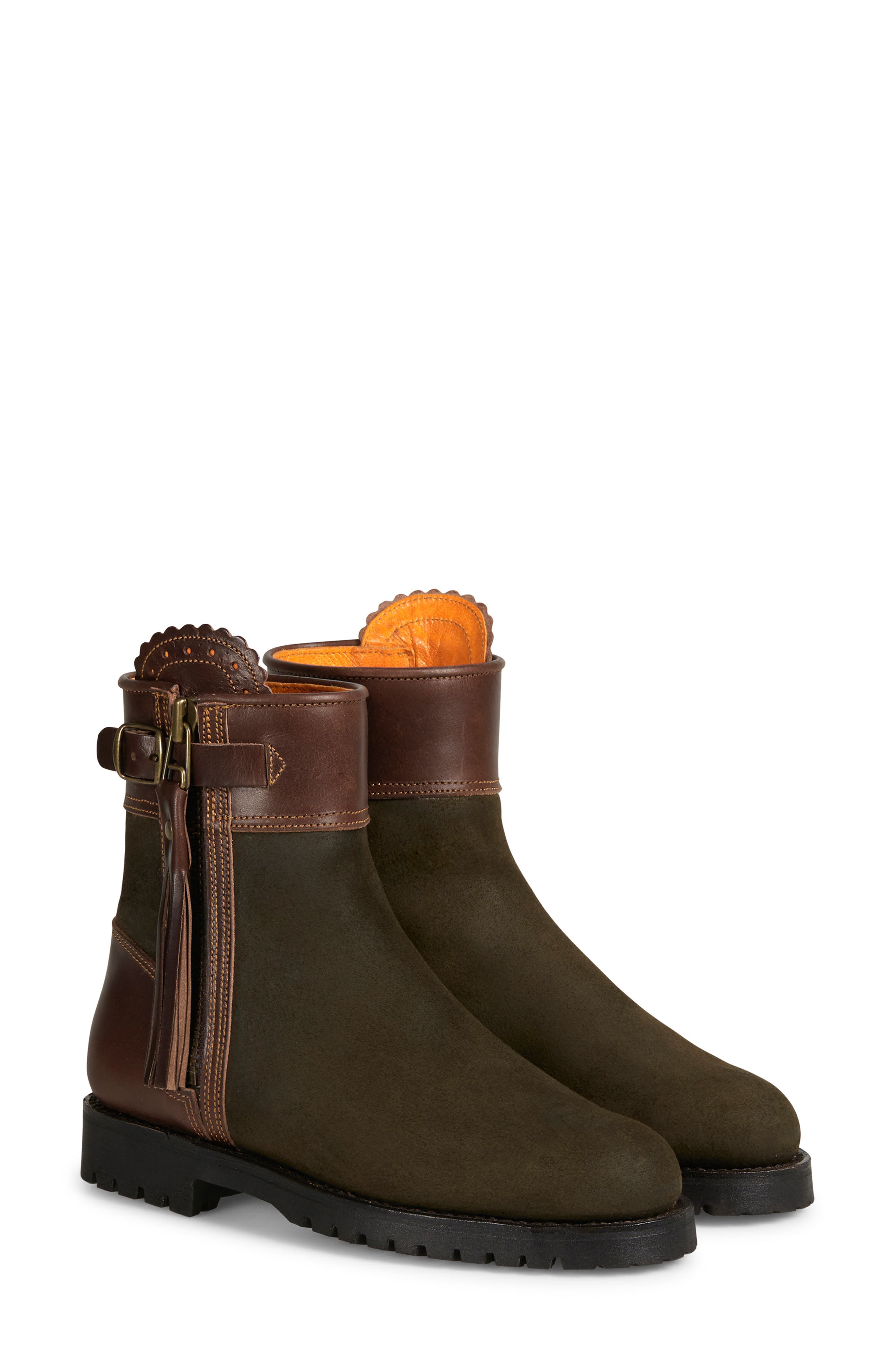 Penelope Chilvers Inclement Waterproof Tassel Bootie, Alternate, color, Seaweed/ Conker