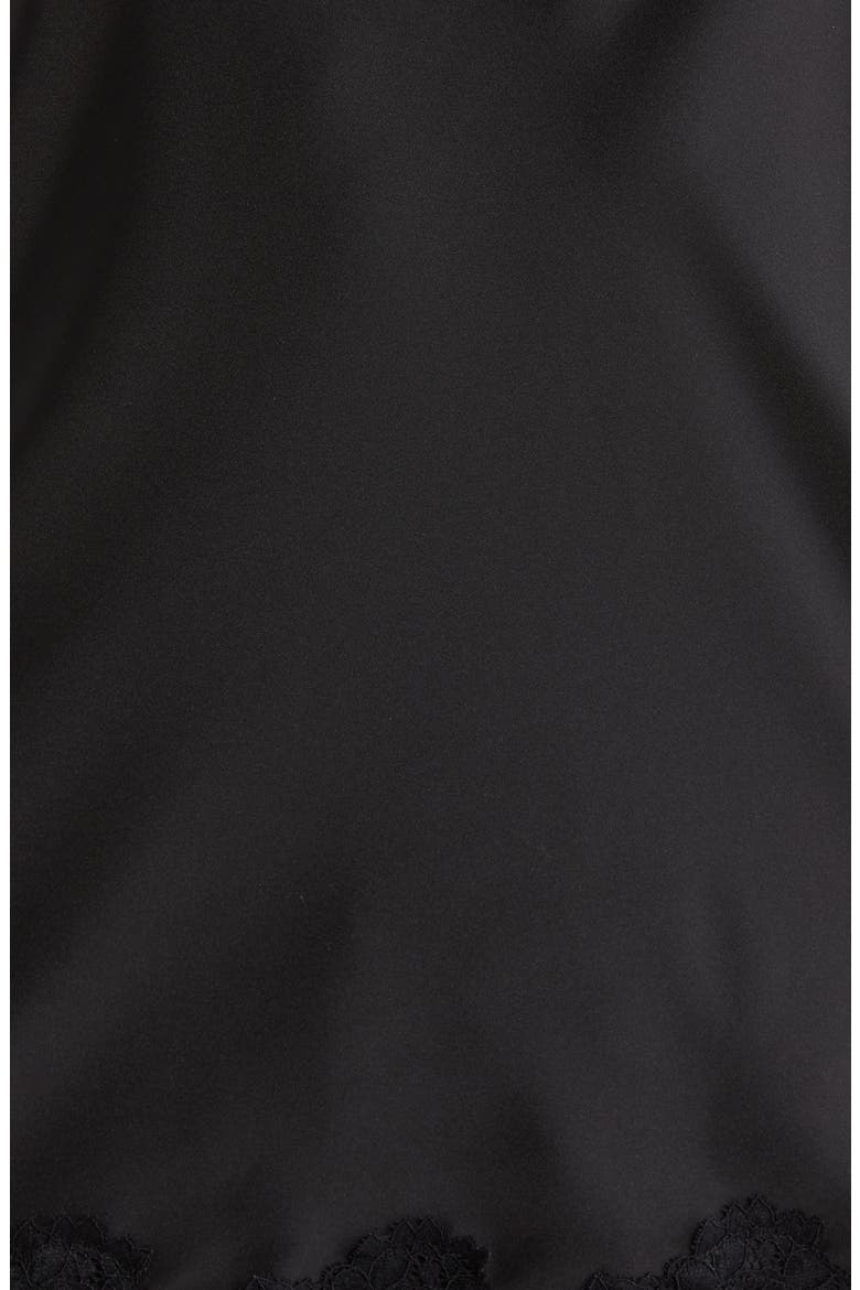 Lace Trim Satin Short Pajamas, Alternate, color, BLACK