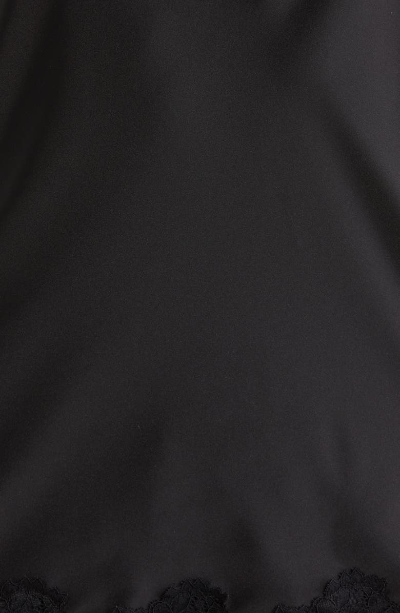 Open Edit Lace Trim Satin Short Pajamas, Alternate, color, Black