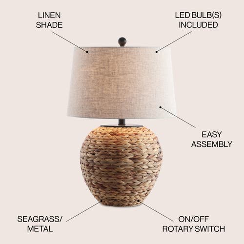 JONATHAN Y JONATHAN Y ALARO FARMHOUSE COASTAL WATER HYACINTH BASKET LED TABLE LAMP 