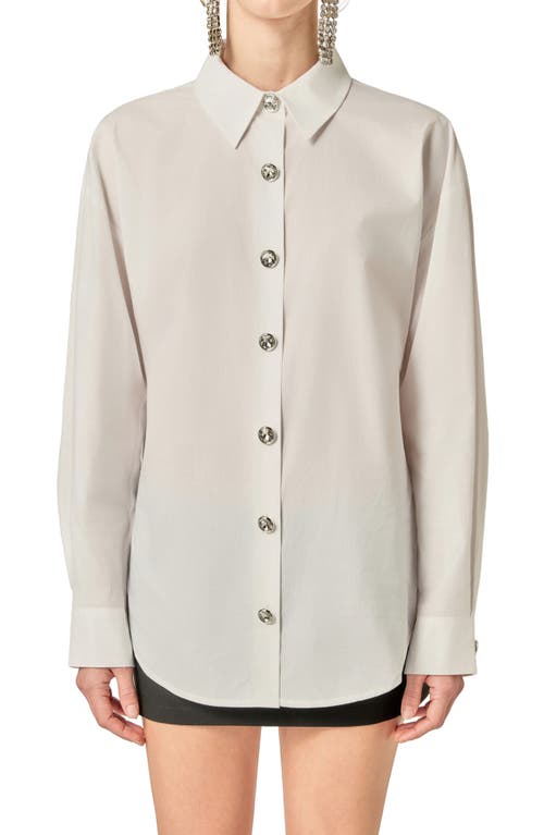 English Factory Oversize Collar Button-up Blouse In White
