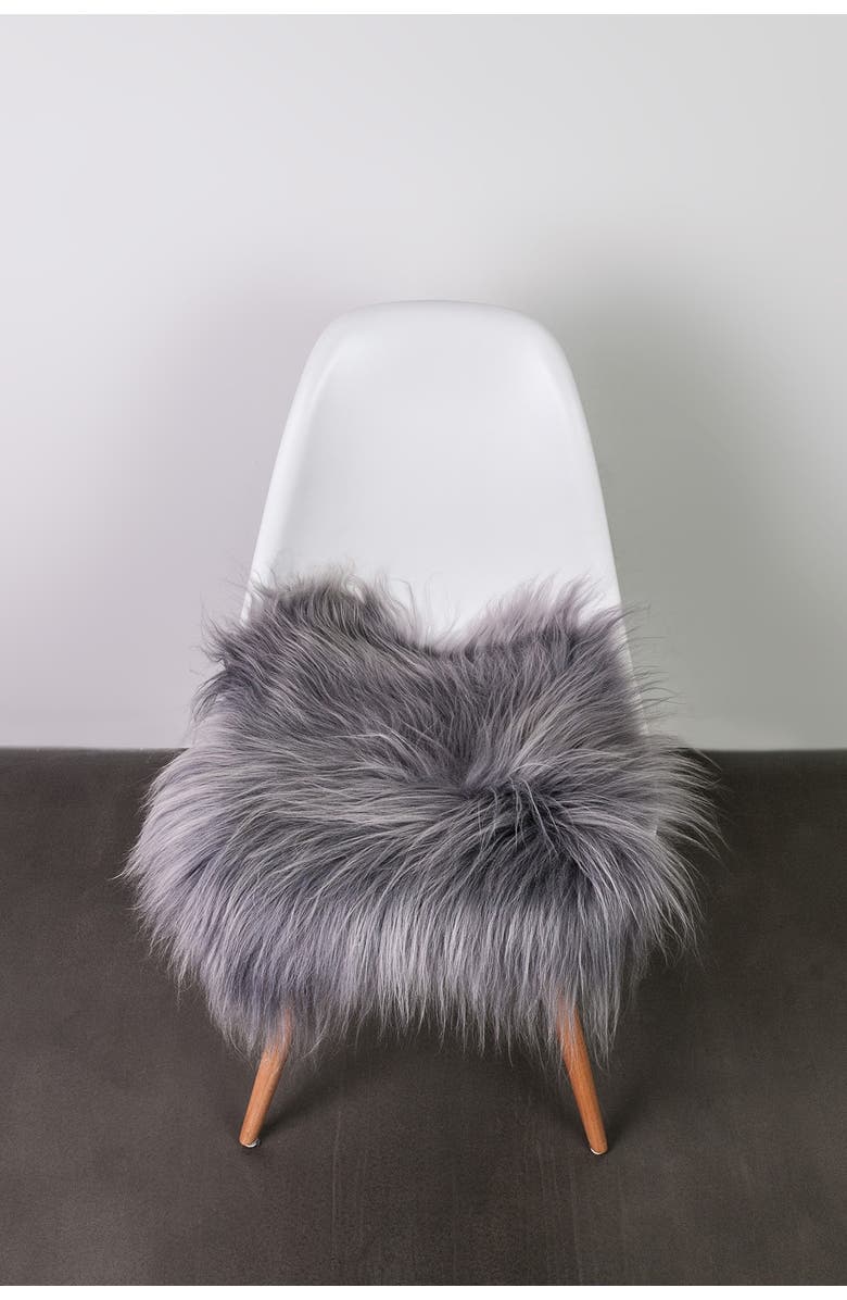 NATURAL Icelandic Genuine Sheepskin Chair Pad - 15"x15" - Grey Brisa, Alternate, color, 