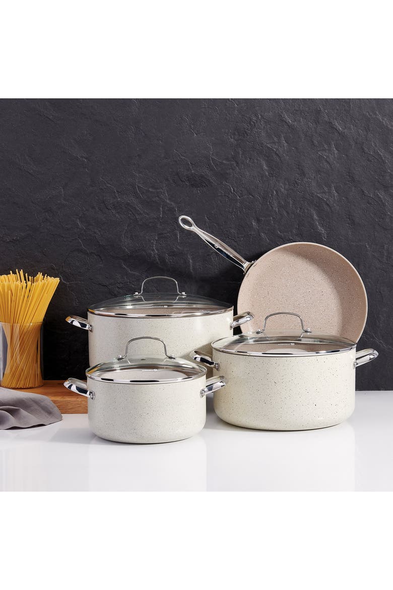 Granita 8 Liter Aluminum Nonstick Casserole with Lid, Alternate, color, Beige