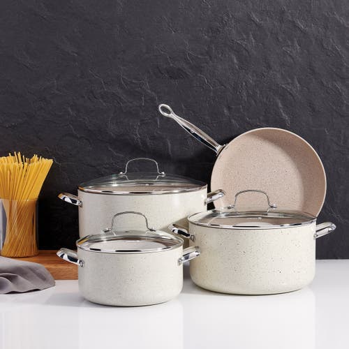 Korkmaz Granita 8 Liter Aluminum Nonstick Casserole With Lid In White