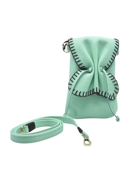 Cell Phone Butterly To Grain Leather Bag