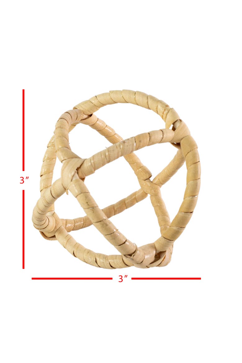 Wrapped Orb Decorative Ball Metal & Rattan, Alternate, color, Beige
