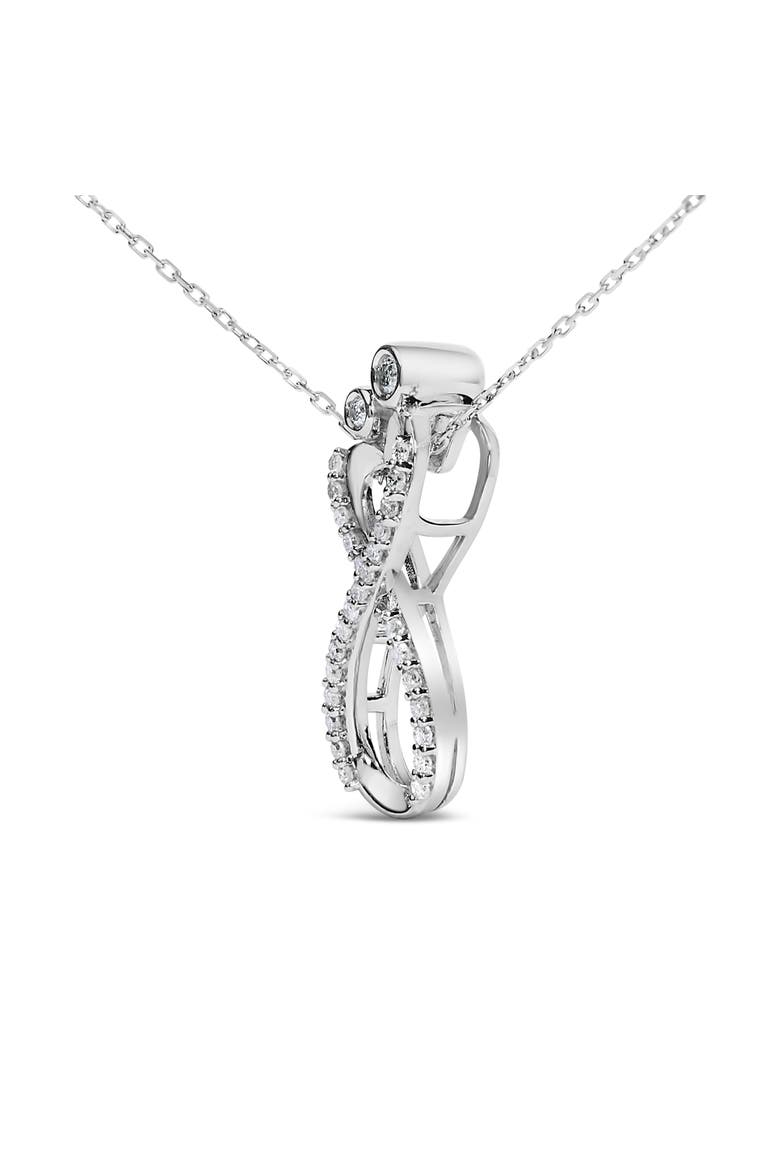 Sterling Silver 1/4 Cttw Diamond Infinity Motif Pendant Necklace, Alternate, color, Silver