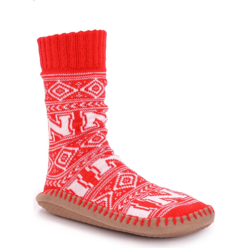 Muk Luks Gameday Slipper Socks In Red
